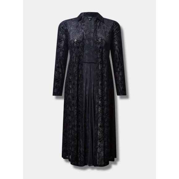 Torrid Skull Print Burnout Velvet Kimono in Black Plus Size 4X NWT - Picture 1 of 9
